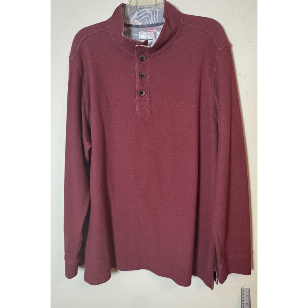 Tommy Bahama Men's Pullover Henley Sweatshirt Long Sleeve Burgundy Size 2XLT
